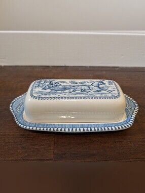 Vintage Currier & Ives Butter Dish